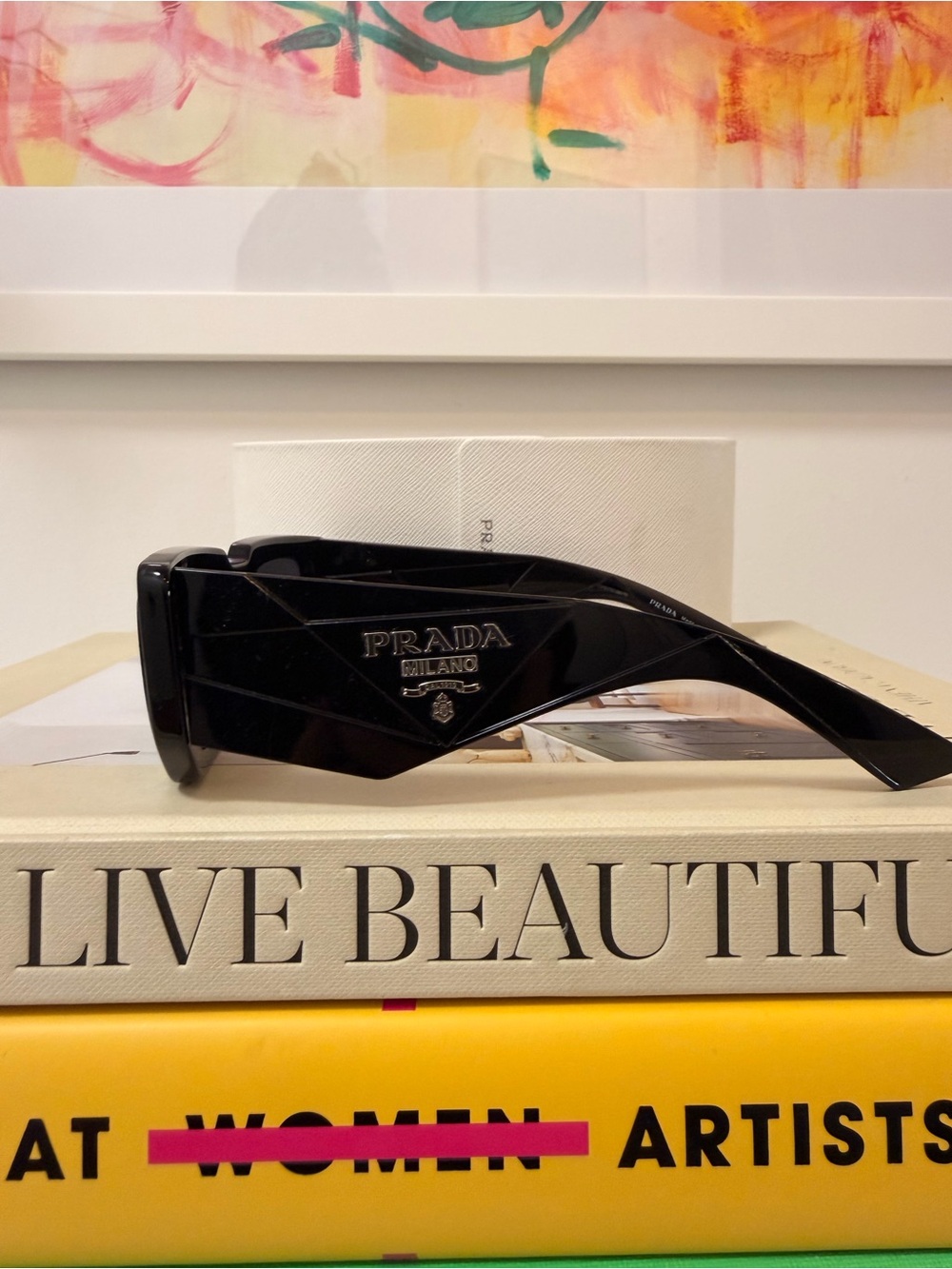 Prada Black Oversized Rectangular Sunglasses - Picture 4 of 5